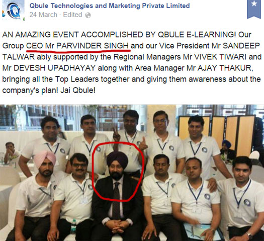 parvinder-singh-ceo-qbule-facebook-confirmation