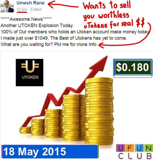 worthless-utoken-price-rise-18-cents-umesh-rama-facebook-may-2015