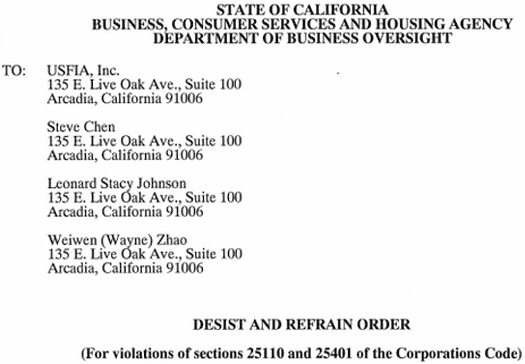 cease-and-desist-USFIA-california-dept-of-business-oversight