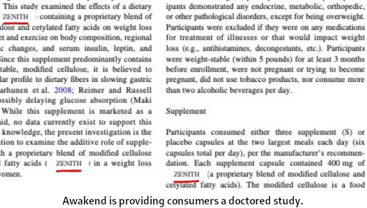 Awakend misleads consumers with doctored Zenith study